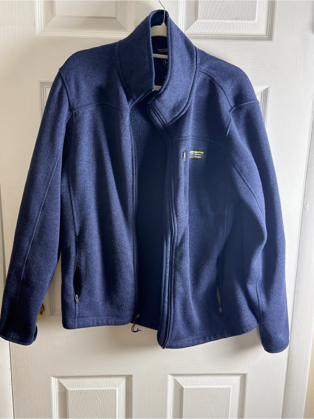 L.L Bean Men's Navy Fleece Jacket - Classic Lightweight Zip Front L